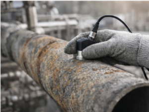 Medición de espesor en tubería metálica con medidor de espesor digital por ultrasonido